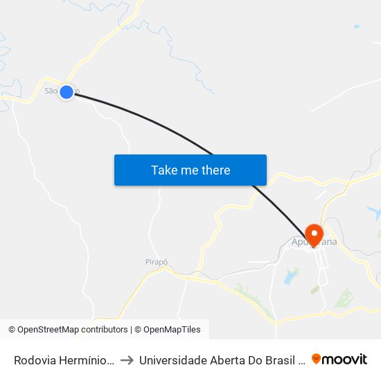 Rodovia Hermínio Pennacchi to Universidade Aberta Do Brasil - Polo Apucarana map