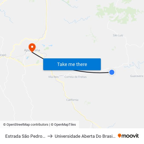 Estrada São Pedro Da Traquara to Universidade Aberta Do Brasil - Polo Apucarana map