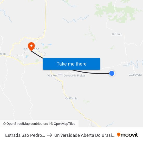 Estrada São Pedro Da Traquara to Universidade Aberta Do Brasil - Polo Apucarana map