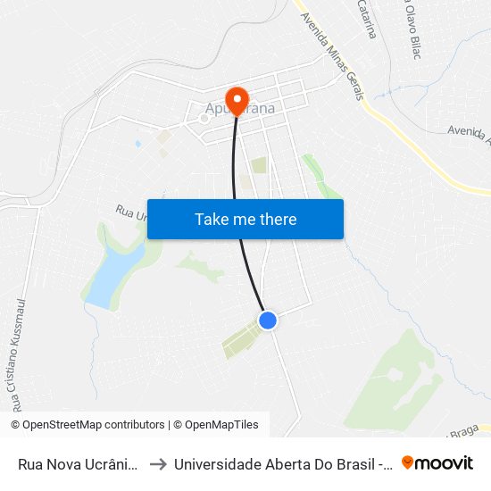 Rua Nova Ucrânia, 630-648 to Universidade Aberta Do Brasil - Polo Apucarana map