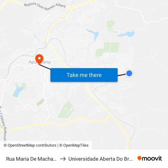 Rua Maria De Machado Miranda, 336 to Universidade Aberta Do Brasil - Polo Apucarana map