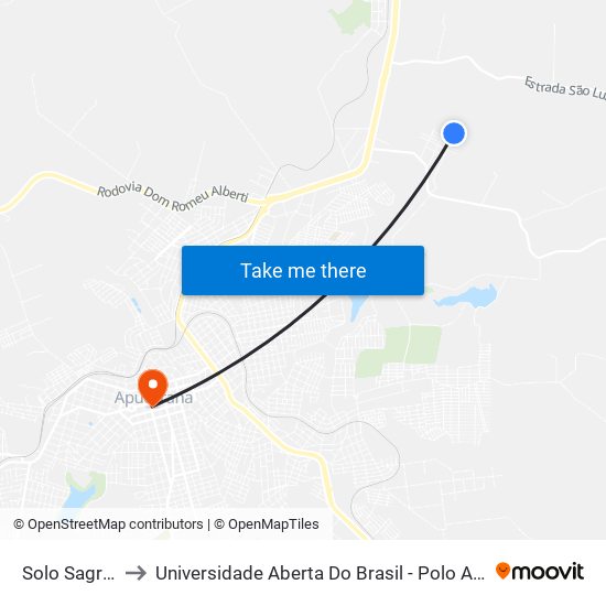 Solo Sagrado to Universidade Aberta Do Brasil - Polo Apucarana map