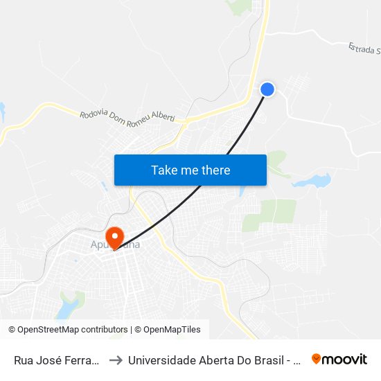 Rua José Ferragine, 340 to Universidade Aberta Do Brasil - Polo Apucarana map