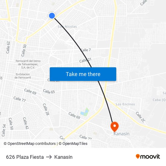 626 Plaza Fiesta to Kanasín map