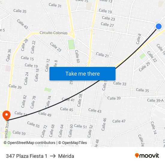 347 Plaza Fiesta 1 to Mérida map