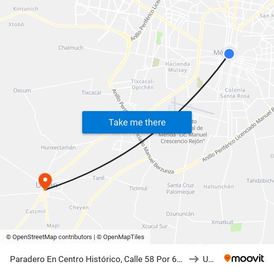 Paradero En Centro Histórico, Calle 58 Por 61 Y 63, Centro to Umán map