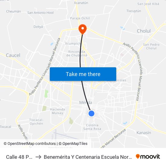 Calle 48 Por 73a Y 73, Centro to Benemérita Y Centenaria Escuela Normal De Educación Primaria ""Rodolfomenéndez De La Peña"" map