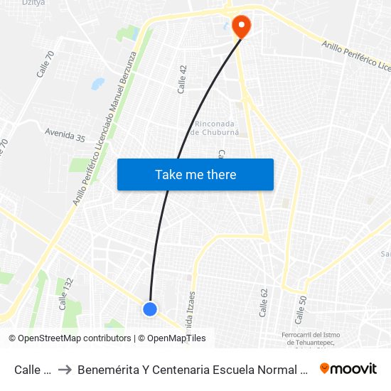 Calle 104, 620d to Benemérita Y Centenaria Escuela Normal De Educación Primaria ""Rodolfomenéndez De La Peña"" map