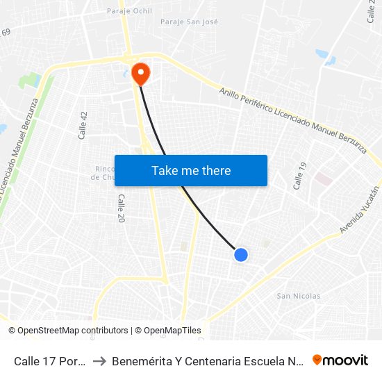 Calle 17 Por 16 Y 18, México Oriente to Benemérita Y Centenaria Escuela Normal De Educación Primaria ""Rodolfomenéndez De La Peña"" map