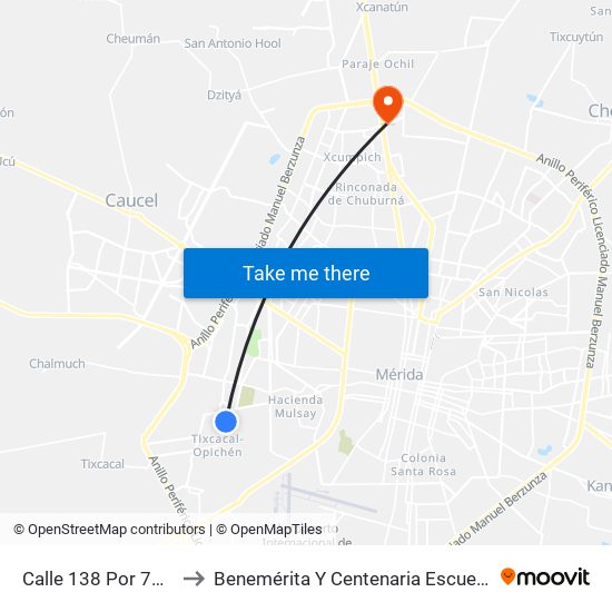 Calle 138 Por 71a Y 73, Fraccionamiento Villa Magna to Benemérita Y Centenaria Escuela Normal De Educación Primaria ""Rodolfomenéndez De La Peña"" map