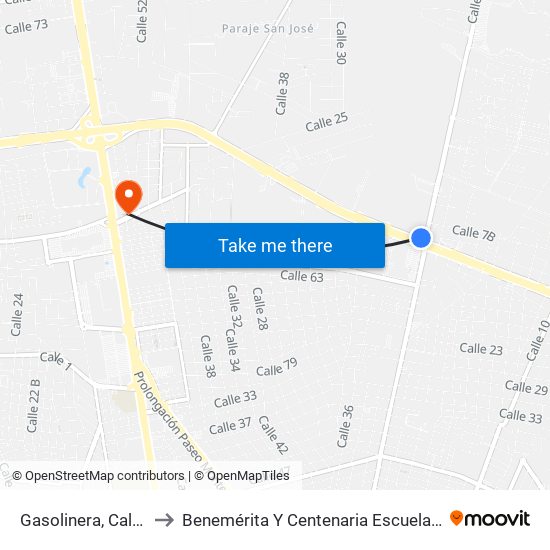 Gasolinera, Calle 11 Carretera Periférico Por 24 to Benemérita Y Centenaria Escuela Normal De Educación Primaria ""Rodolfomenéndez De La Peña"" map