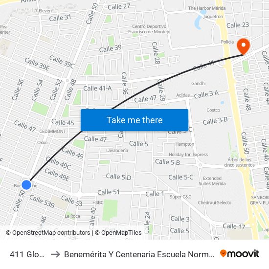 411 Glorieta La Mestiza to Benemérita Y Centenaria Escuela Normal De Educación Primaria ""Rodolfomenéndez De La Peña"" map