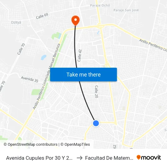 Avenida Cupules Por 30 Y 21 Colonia Yucátan to Facultad De Matemáticas (Uady) map