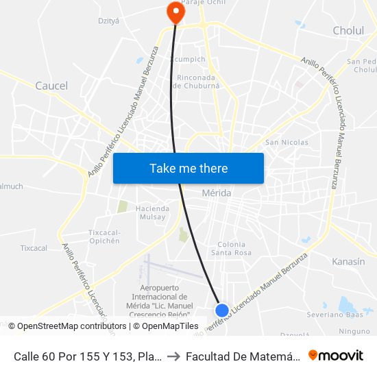 Calle 60 Por 155 Y 153, Plan De Ayala Sur to Facultad De Matemáticas (Uady) map