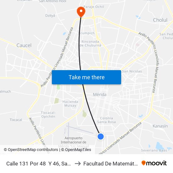 Calle 131 Por 48  Y 46, San José Tecoh to Facultad De Matemáticas (Uady) map