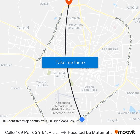 Calle 169 Por 66 Y 64, Plan De Ayala Sur to Facultad De Matemáticas (Uady) map