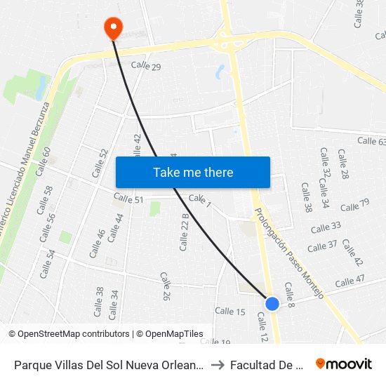 Parque Villas Del Sol Nueva Orleans Y Mérida, Calle 60 Por 9 Y 7a, Vilas Del Sol to Facultad De Matemáticas (Uady) map