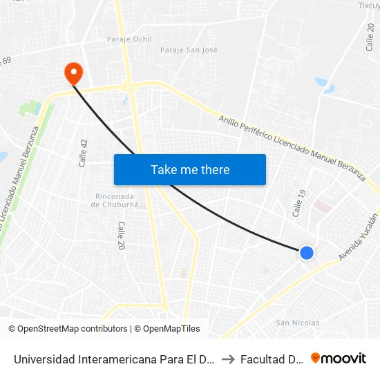 Universidad Interamericana Para El Desarrollo Unid, Avenida Correa Rachó Por 16, Colonia Vista Alegre to Facultad De Matemáticas (Uady) map