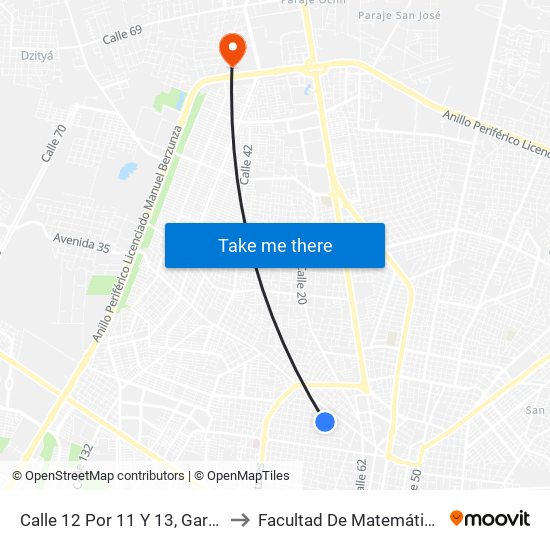 Calle 12 Por 11 Y 13, García Ginerés to Facultad De Matemáticas (Uady) map