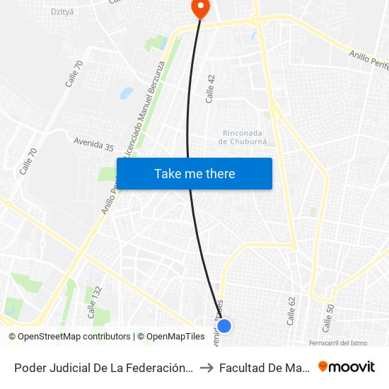 Poder Judicial De La Federación, Calle 47 Por 90a Y84a, Centro to Facultad De Matemáticas (Uady) map