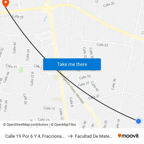 Calle 19 Por 6 Y 4, Fraccionamiento Montecristo to Facultad De Matemáticas (Uady) map