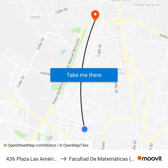 436 Plaza Las Américas 3 to Facultad De Matemáticas (Uady) map