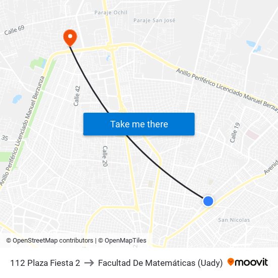 112 Plaza Fiesta 2 to Facultad De Matemáticas (Uady) map