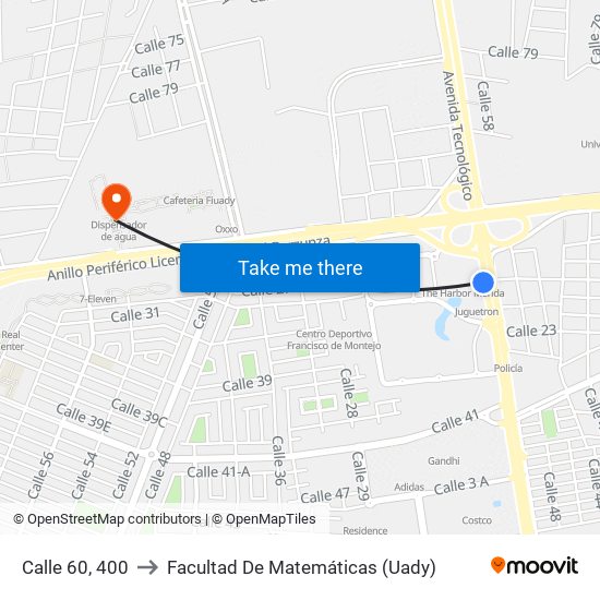 Calle 60, 400 to Facultad De Matemáticas (Uady) map