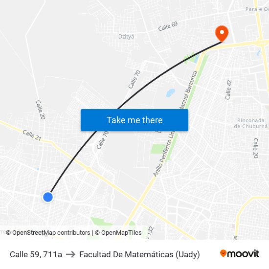 Calle 59, 711a to Facultad De Matemáticas (Uady) map