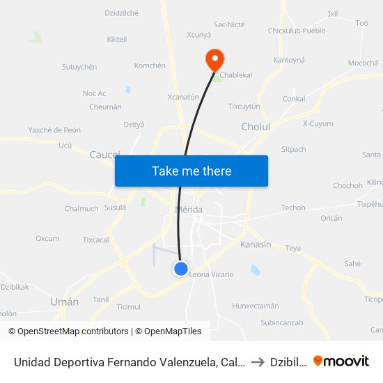 Unidad Deportiva Fernando Valenzuela, Calle 149 Por 60 Y 54, San José Tecoh to Dzibilchaltún map