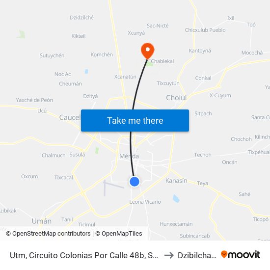 Utm, Circuito Colonias Por Calle 48b, Santa Rosa to Dzibilchaltún map