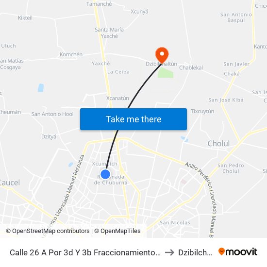 Calle 26 A Por 3d Y 3b Fraccionamiento Bugambilias to Dzibilchaltún map