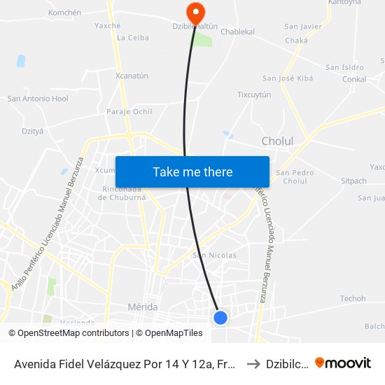 Avenida Fidel Velázquez Por 14 Y 12a, Fraccionamiento Del Parque to Dzibilchaltún map