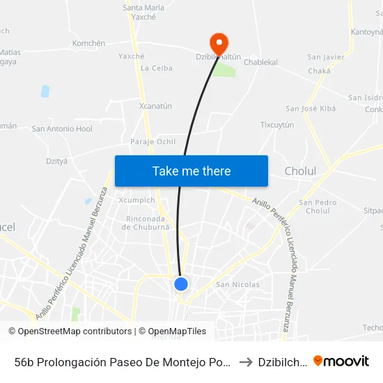 56b Prolongación Paseo De Montejo Por 21 Y 19, Itzimná to Dzibilchaltún map