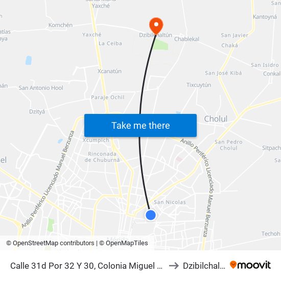 Calle 31d Por 32 Y 30, Colonia Miguel Alemán. to Dzibilchaltún map