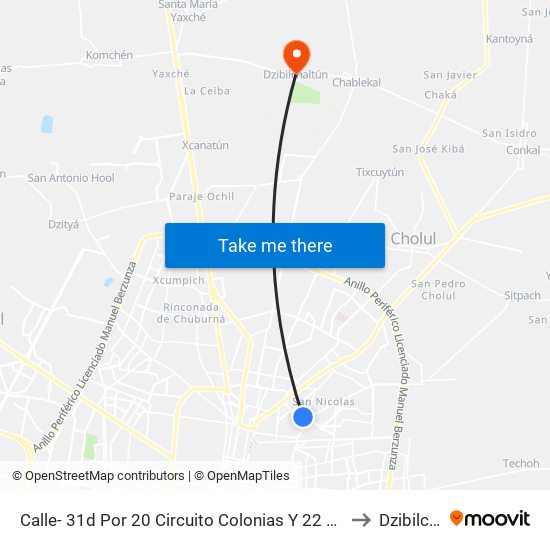 Calle- 31d Por 20 Circuito Colonias Y 22 Colonia (Nueva Alemán). to Dzibilchaltún map