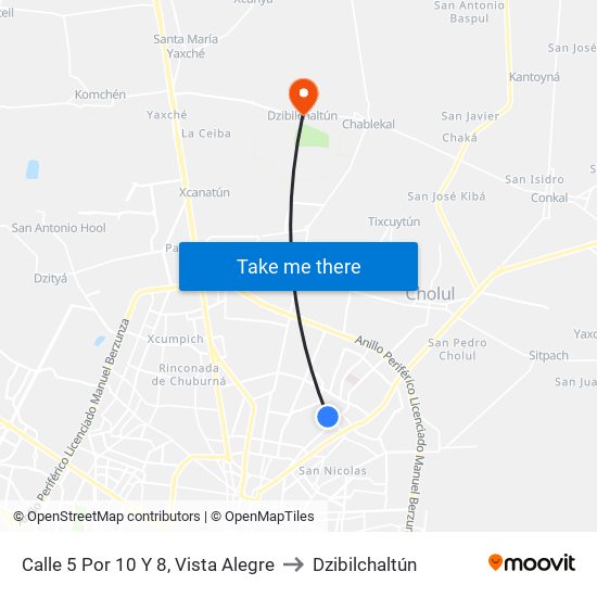 Calle 5 Por 10 Y 8, Vista Alegre to Dzibilchaltún map