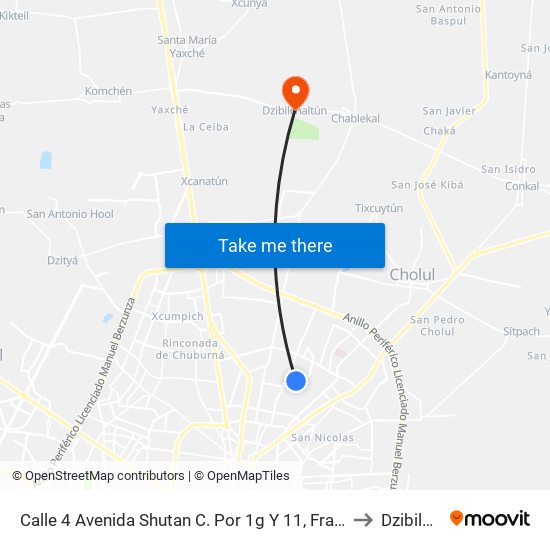 Calle 4 Avenida Shutan C. Por 1g Y 11, Fraccionamiento Montecristo to Dzibilchaltún map