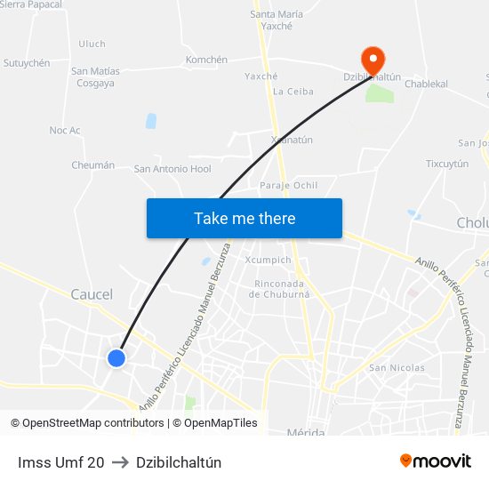 Imss Umf 20 to Dzibilchaltún map