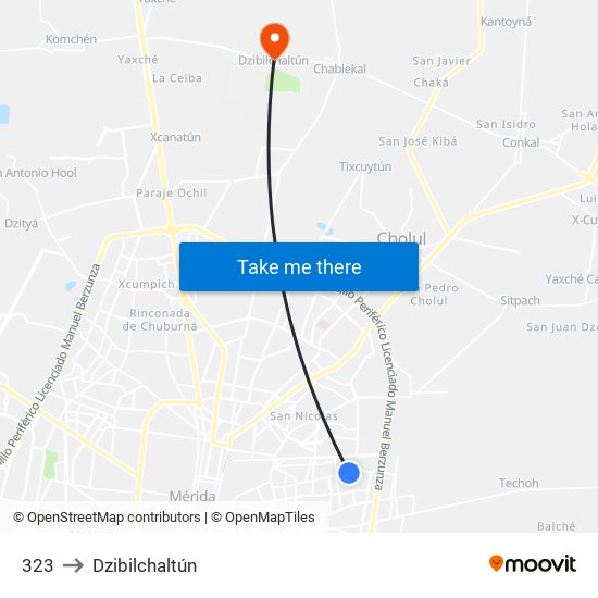323 to Dzibilchaltún map
