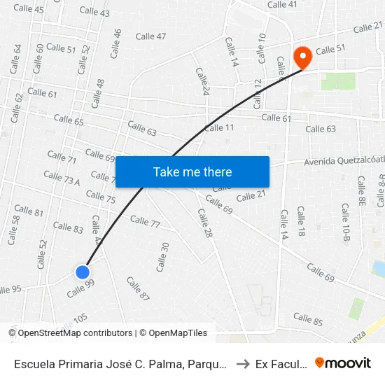 Escuela Primaria José C. Palma, Parque Y M+Odulo Médico Santa Rosa, Avenida 1o. De Mayo Por Calle 97 Y 95, Santa Rosa to Ex Facultad De Derecho (Uady) map