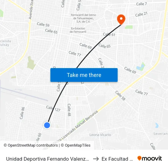 Unidad Deportiva Fernando Valenzuela, Calle 149 Por 60 Y 54, San José Tecoh to Ex Facultad De Derecho (Uady) map