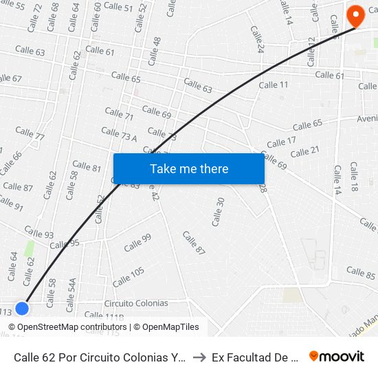 Calle 62 Por Circuito Colonias Y Calle 113, Castilla Cámara to Ex Facultad De Derecho (Uady) map