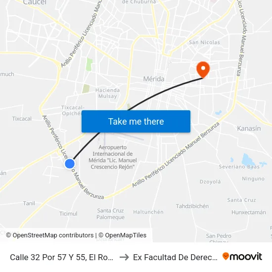Calle 32 Por 57 Y 55, El Roble Agricola to Ex Facultad De Derecho (Uady) map