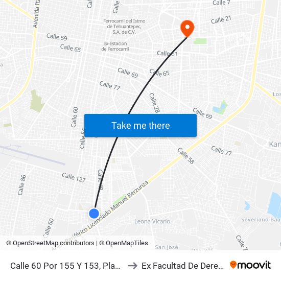 Calle 60 Por 155 Y 153, Plan De Ayala Sur to Ex Facultad De Derecho (Uady) map