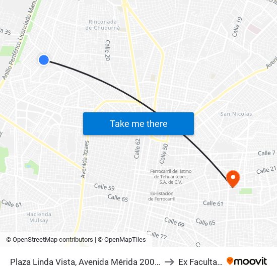 Plaza Linda Vista, Avenida Mérida 2000, Calle 40 Por 19a1 Y 13, Fraccionamiento Jardines De Lindavista to Ex Facultad De Derecho (Uady) map