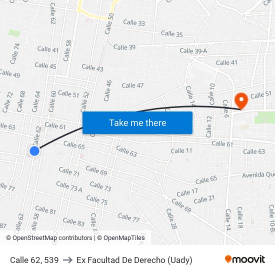 Calle 62, 539 to Ex Facultad De Derecho (Uady) map