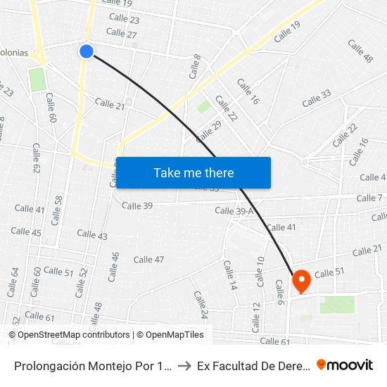 Prolongación Montejo Por 13 Y 11 Itzimná to Ex Facultad De Derecho (Uady) map