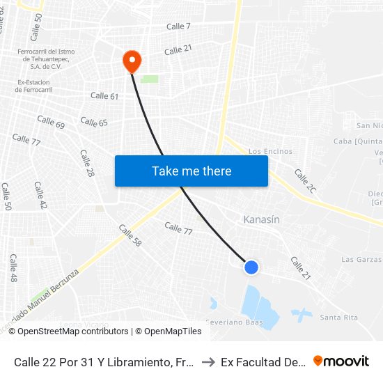 Calle 22 Por 31 Y Libramiento, Fraccionamiento Héctor Y Aguilar to Ex Facultad De Derecho (Uady) map