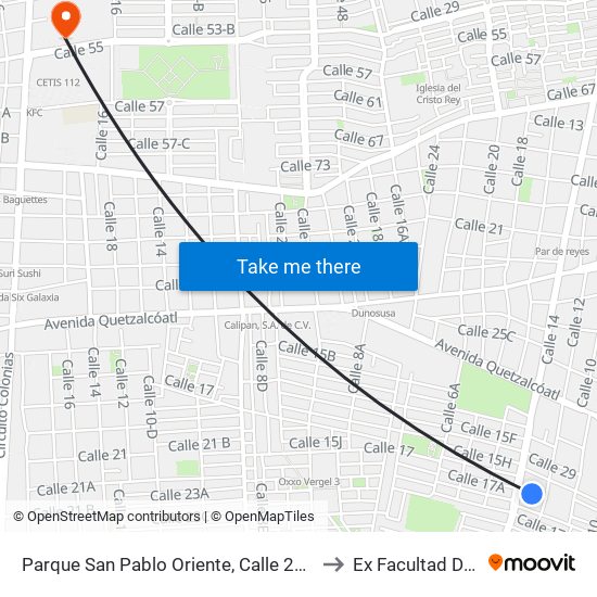Parque San Pablo Oriente, Calle 29b Por Calle 4 Y 4a, San Pablo Oriente to Ex Facultad De Derecho (Uady) map